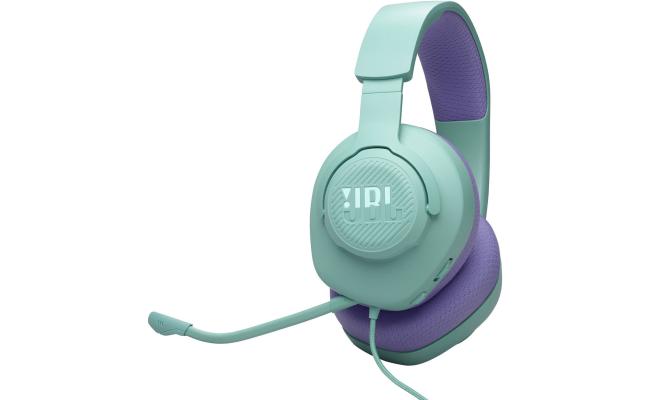 JBL Quantum 100M2 Wired Gaming Headphones, 40mm Dynamic Drivers, Detachable Boom, Directional Microphone Pick-Up Pattern, Fabric-Covered Memory Foam Ear Cushions, 1.2m Cable, Blue